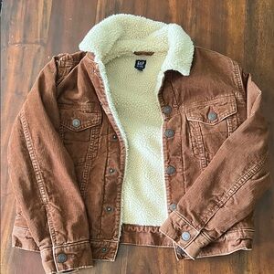 GAP Tan Corduroy Jacket with Cream Sherpa Lining